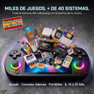 una consola retro portatil de la que salen muchas consolas retro y juegos