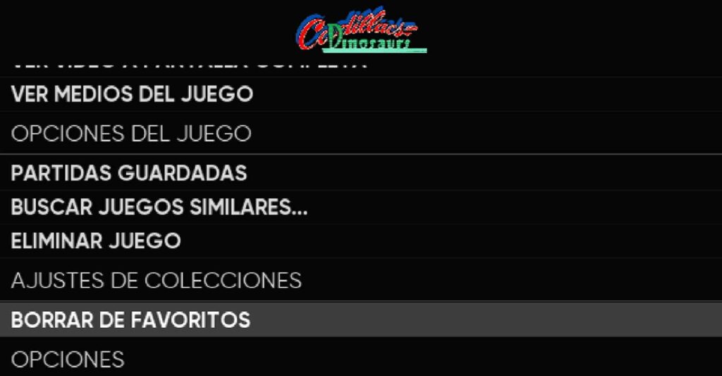 una captura de como quitar o añadir juegos favoritos